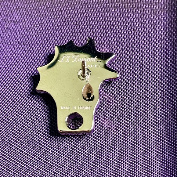 S.T. Dupont Paris Wolf Head Palladium Lapel Pin Made in France with Box - Picture 8 of 13